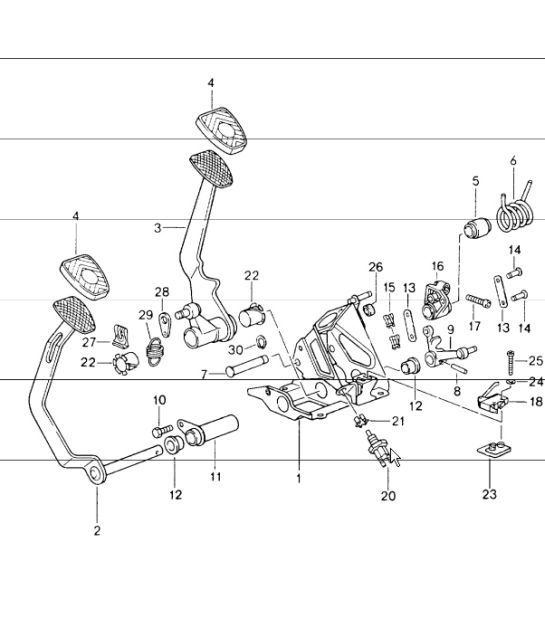 pédales transmission manuelle 964 CARRERA, TURBO 1989-94