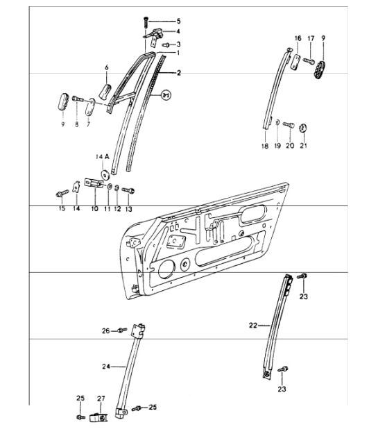 door glass frame 964 TARGA, CABRIO, SPEEDSTER 1989-94