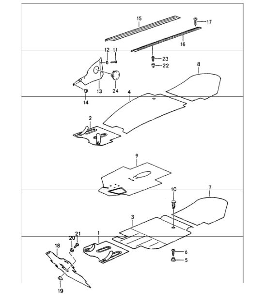 linings footwell detachable carpets 964 1989-94