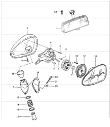 interior mirror, door mirror 964 CARRERA RS, SPEEDSTER 1989-94