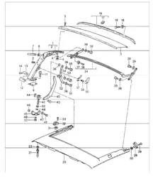 main folding top bow roof frame single parts 964 CABRIO 1989-94