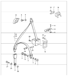seat belt front 964 TURBO / CARRERA 2/4 TURBO-LOOK 1989-94