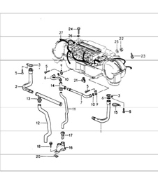 water drain tube, mount, wiring harness heater, air conditioner 964 1989-94