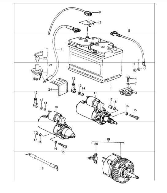 battery, starter, generator 964 1989-94