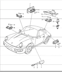 interior lights, luggage compartment lamp, engine compartment lamp 964 1989-94