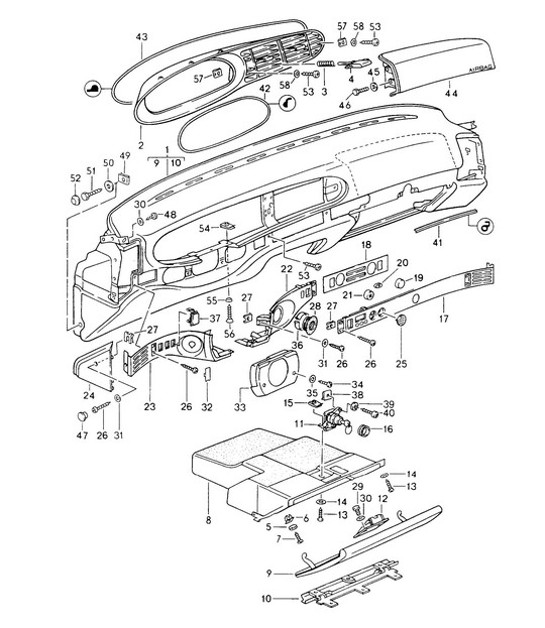 Diagram 809-000 Porsche 911 Turbo 3.0L 1975-77 Karosserie