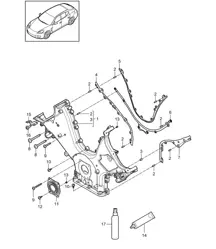 Deksel voor distributieketting / Afdichtingsflens (Model: CWDA,CWD, CWFA,CWF) Panamera 970 (G1) 3.0L 2014>>