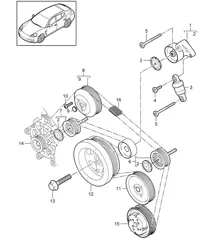 Belt tensioner / Belt drive (Model: 4620,4640, CWAA,CXNA) Panamera 970 (G1) 3.6L 2010-16