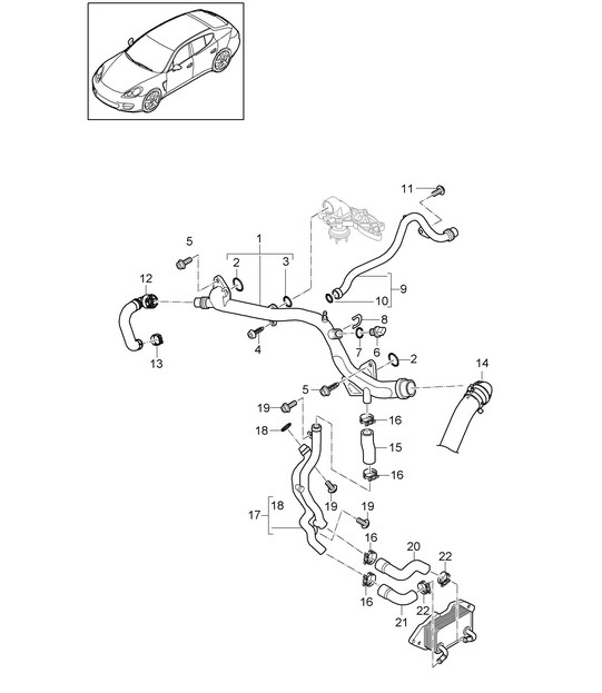 Kühlmittelkühlsystem (Modell: CGEA,CGE, CGFA) Panamera 970 (G1) 3.0L 2012-16