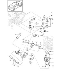 Koelvloeistofkoelsysteem / Extra koelvloeistofpomp / Vacuümleiding (Model: CGEA,CGE, CGFA) Panamera 970 (G1) 3.0L HYBRID >>2013