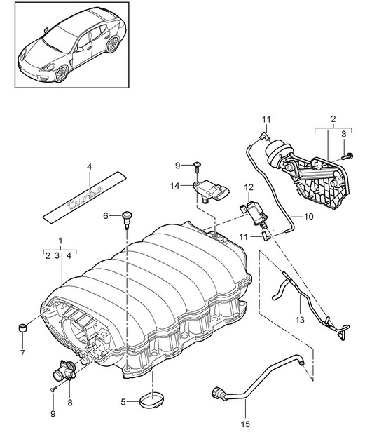 Intake air distributor (Model: 4820,4840, 4870,CXPA, CXRA,CXR, CWBA,CWB, CWCA,CWC) Panamera 970 (G1) 4.8L 2010-16