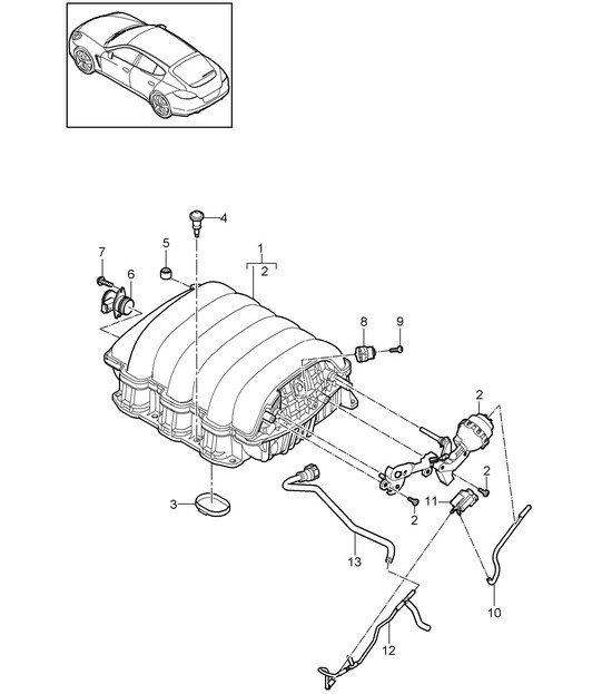 Intake air distributor (Model: 4620,4640, CWAA,CXNA) Panamera 970 (G1) 3.6L 2010-16