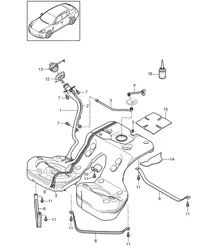 Kraftstofftank mit Anbauteilen (Modell: 4620,4640, 4820,4840, 4870,CGEA, CGE,CGFA, CWAA,CXNA, CWDA,CWD, CWFA,CWF, CXPA,CXRA, CXR,CWBA,CWB) Panamera 970 (G1) 2010-16