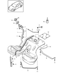 Serbatoio carburante con accessori (Modello: 4620,4640, 4820,4840, 4870,CGEA, CGE,CGFA, CWAA,CXNA, CWDA,CWD, CWFA,CWF, CXPA,CXRA, CXR,CWBA,CWB) Panamera 970 (G1) 2010-16