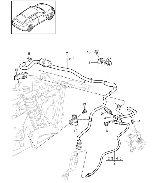 Système d'alimentation / Conduite de carburant / Compartiment moteur (Modèle: CGEA,CGE, CGFA) Panamera 970 (G1) 3.0L HYBRID 2012-16