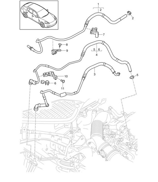 Diagram 201-035 Porsche 970.2 Panamera 4 V6 3.6L 4WD (310Hp) 2014-16 Fuel System, Exhaust System
