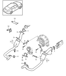 Système d'échappement / Tuyau d'échappement avec catalyseur (Modèle: CGEA,CGE, CGFA) Panamera 970 (G1) 3.0L HYBRID 2012-16