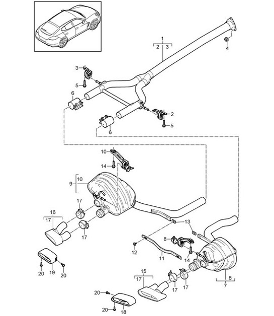 Diagram 202-080 Porsche 955  Cayenne Turbo S 4.5L 2006>> Fuel System, Exhaust System