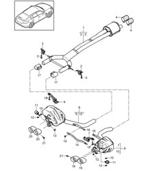 Impianto di scarico / Silenziatore anteriore / Silenziatore posteriore (Modello: CWDA,CWD, CWFA,CWF+ PR:-176,-XLF) Panamera 970 (G1) 3.0L 2014>>