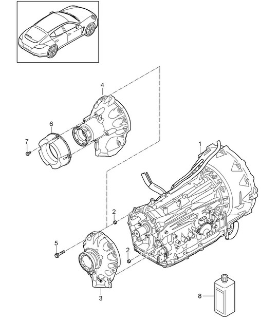 更换变速箱/8 速自动变速箱/Tiptronic（型号：A7000、A7010、A7011）Panamera 3.0L DIESEL/3.0L HYBRID 2012-16