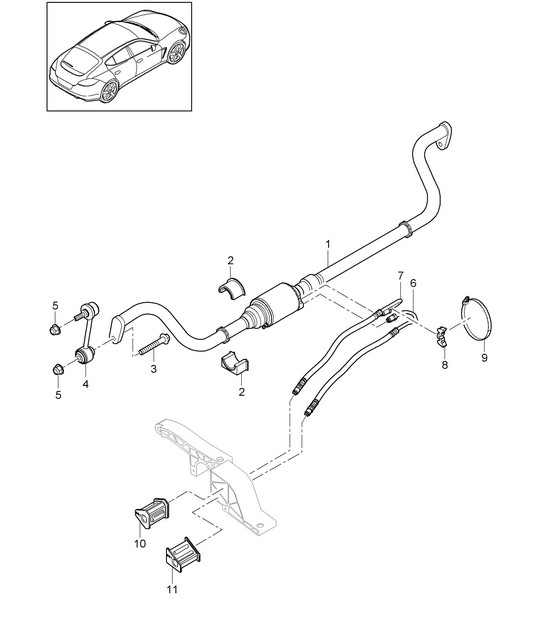 Anti-roll bar (PR:351,355,  Air Suspension) Panamera 970 (G1) 2014>>