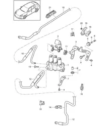 Anti-roll bar / Valve block / Junction / Pressure line (PR:351,  Air suspension) Panamera 970 (G1) >>2013