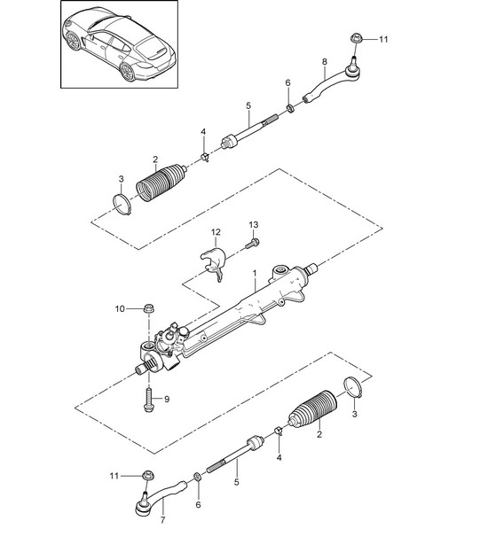 Direction assistée / Mécanisme de direction / Pièces de direction Panamera 970 (G1) 2014>>