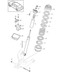 Ophanging / Schokdemperveerpoot (PR:029.475) Panamera 970 (G1) 2010-16