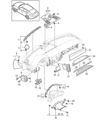Accessories dashboard / Upper part Panamera 970 (G1) 2010-16