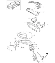 Rear-view mirror /  Exterior mirror /  Accessories  Panamera 970 (G1) 2010-16