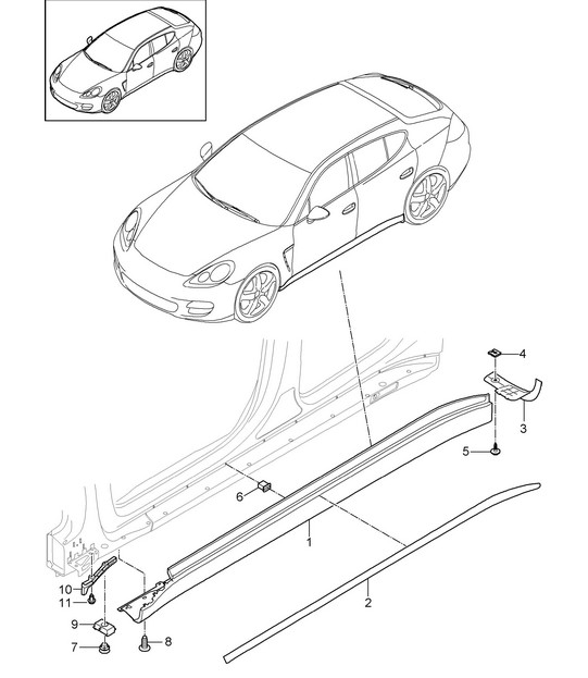 Garniture de longeron Panamera 970 (G1) 2010-16