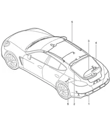 Wiring looms / Rear end / roof trim / Rear lid / anti-locking brake syst. -abs- / brake pad wear display / Rear axle Panamera 970 (G1) 2010-16