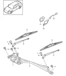 Scheibenwischeranlage kompl. / Regensensor Panamera 970 (G1) 2010-16