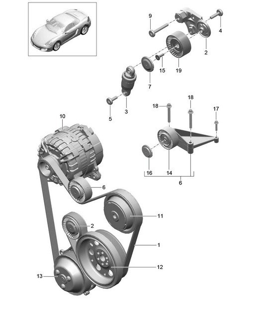 Belt tensioner / V-belt 981 Boxster / Boxster S 2012-16