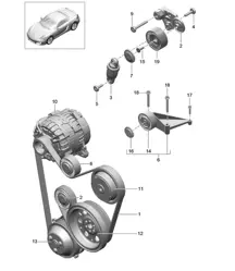 Tendeur de courroie / courroie trapézoïdale 981 Boxster / Boxster S 2012-16