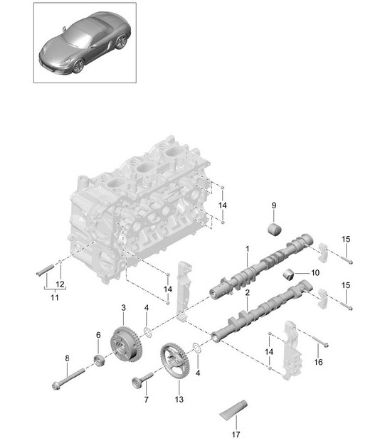 Nokkenas / Hydraulische stoter / Nokkenasversteller 981 Boxster / Boxster S 2012-16