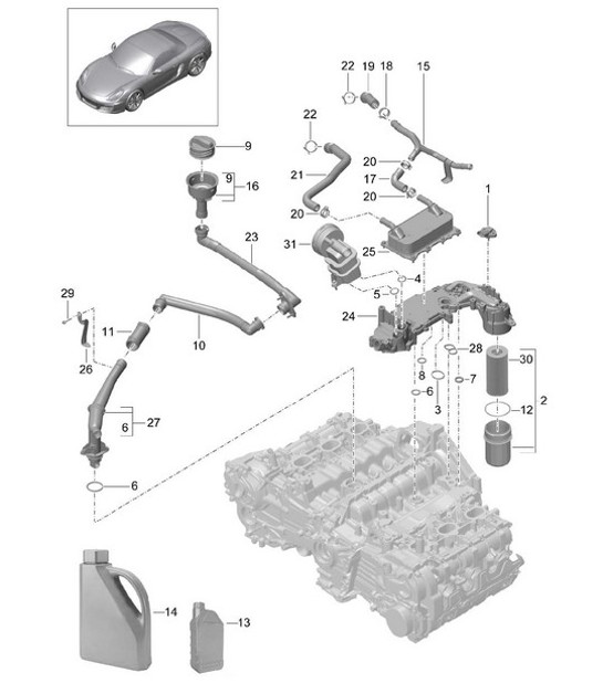 Diagram 104-005 Porsche Cayenne 92A (958) 2010-2017 Engine