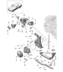 Pompe à liquide de refroidissement / Boîtier de thermostat 981 Boxster / Boxster S 2012-16