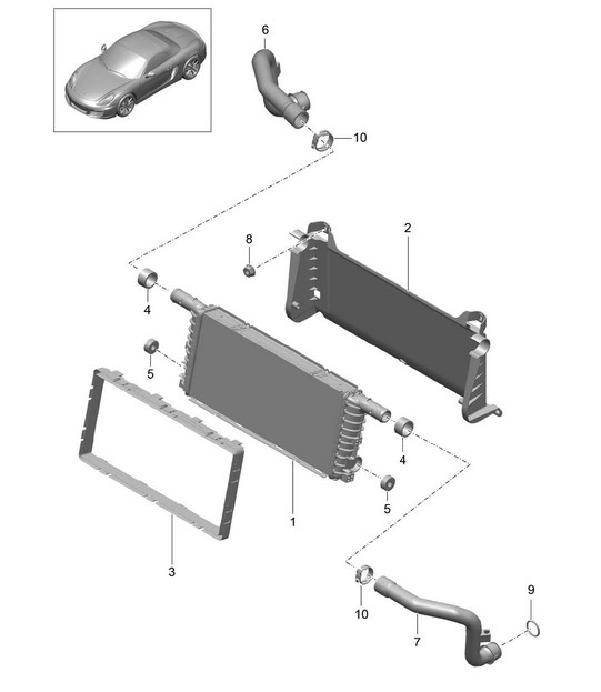 Radiador central (PR:153) 981 Boxster / Boxster S 2012-16