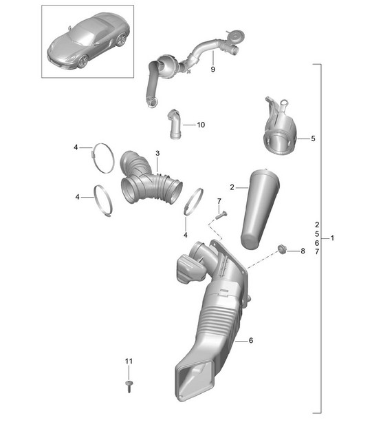Wasserkühlung / Wasserbehälter / Öleinlass 981 Boxster / Boxster S 2012-16