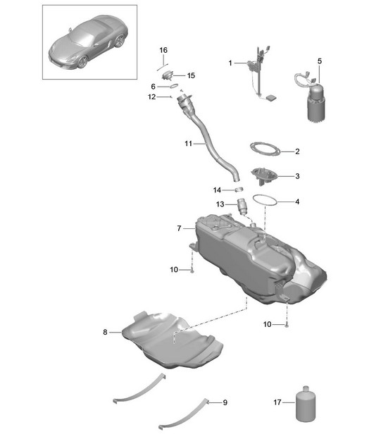 Fuel tank 981 Boxster / Boxster S 2012-16