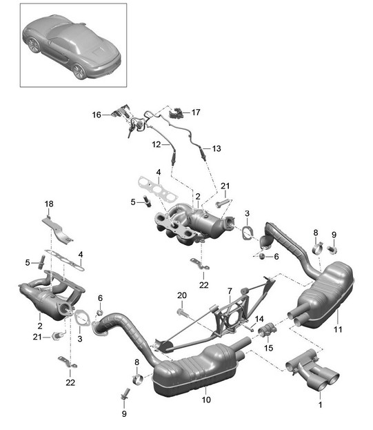 Uitlaatsysteem 981 Boxster / Boxster S 2012-16