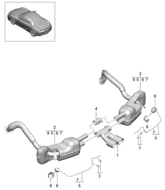 Uitlaatsysteem Sport (PR:XLF) 981 Boxster / Boxster S 2012-16