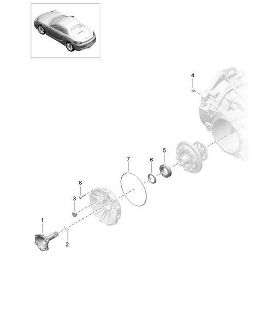Cambio manuale / Parti individuali / Differenziale a slittamento limitato / Flangia di trasmissione (Modello: G8100,G8120) 981 Boxster / Boxster S 2012-16