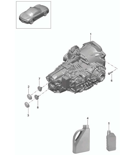 - PDK - Caja de cambios / Transmisión de repuesto (Modelo: CG205,CG225) 981 Boxster / Boxster S 2012-16
