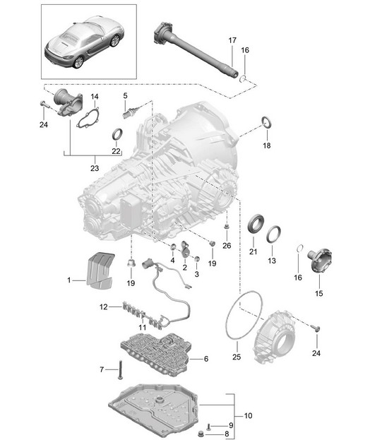 - PDK - Boîte de vitesses / Pièces détachées (Modèle : CG205,CG225) 981 Boxster / Boxster S 2012-16