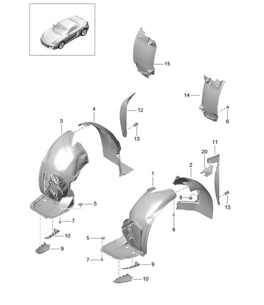 Garnitures / Passage de roue 981 Boxster / Boxster S 2012-16
