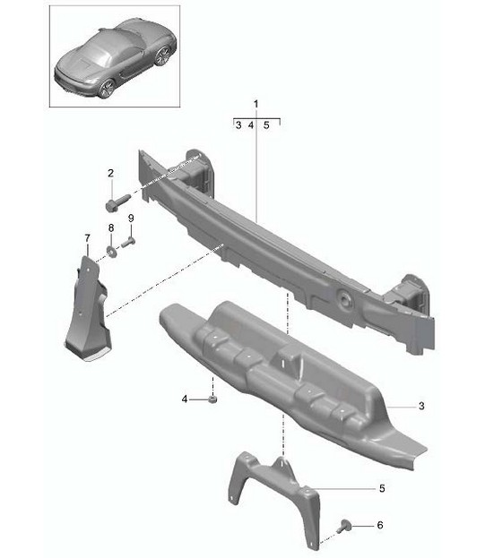 Support de pare-chocs - ARRIÈRE - 981 Boxster / Boxster S 2012-16