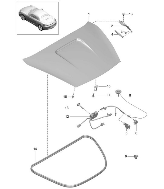 Afdekking - ACHTER - 981 Boxster / Boxster S 2012-16