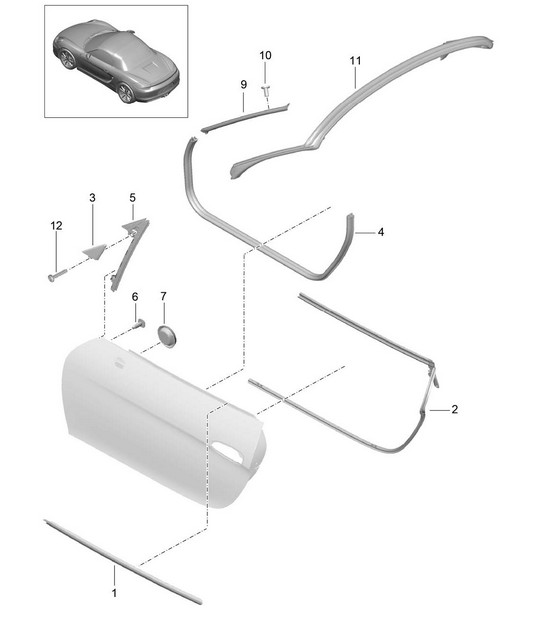 Türdichtung und Zierleiste 981 Boxster / Boxster S 2012-16